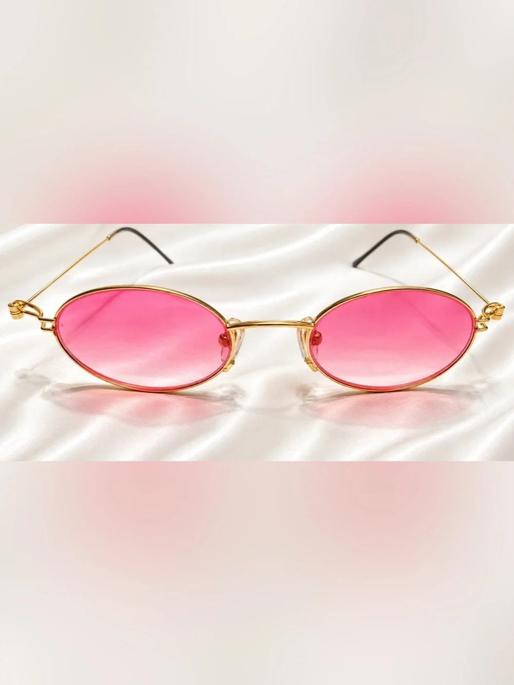 VERY RARE Authentic Gucci Coogi Brand Name Gold Metal Frame Pink Tint Sunglasses